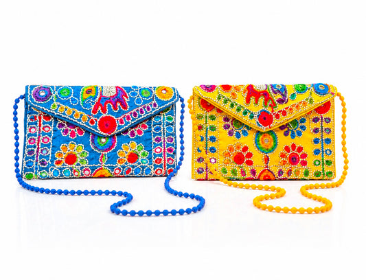 Embroidered Set Of 2 Bridal Clutch Bag, Handmade Embroidery Purse for Wedding & Festive Wear