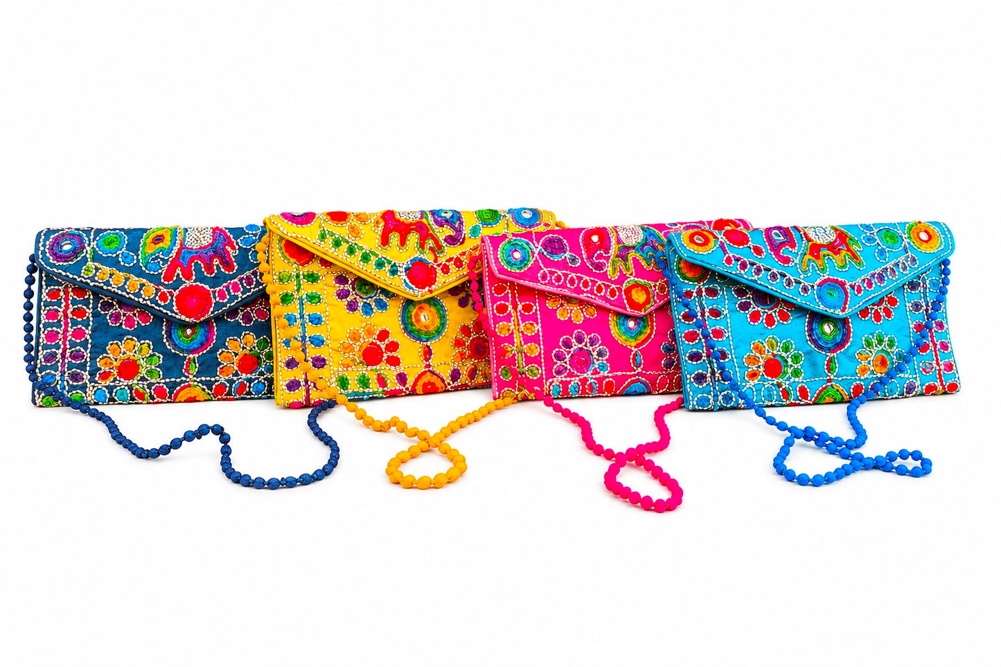 Handmade Ethnic Clutch Designer Embroidery Purse for Wedding & Party Set Of 4