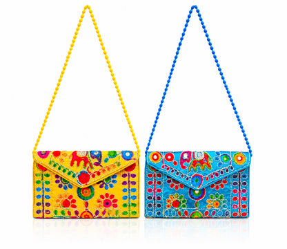 Set Of 2 Embroidered Clutch Purse, Handmade Designer Bag for Women & Girls