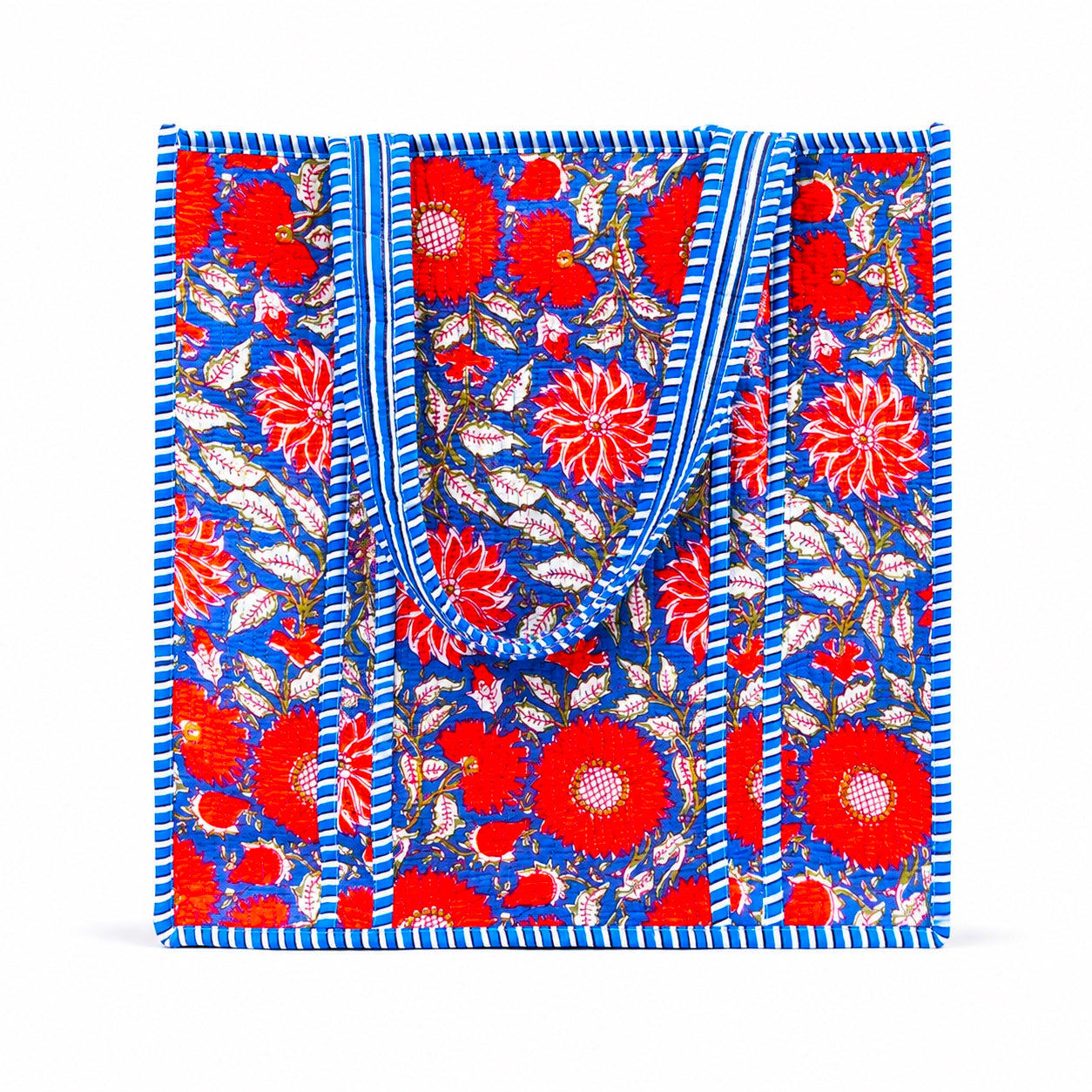 Cotton Quilted Tote Bag With Matching Embroidery Pouch, Handmade Floral Handbag, Reusable Shopping Tote