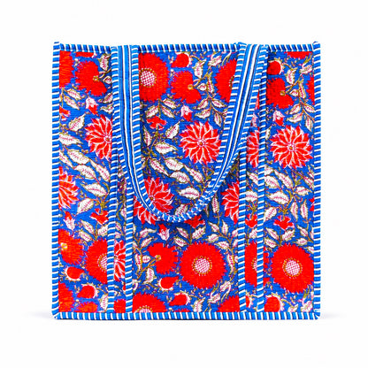 Cotton Quilted Tote Bag With Matching Embroidery Pouch, Handmade Floral Handbag, Reusable Shopping Tote