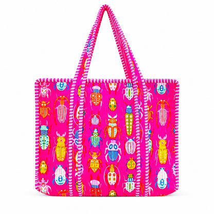 Boho Quilted Cotton Tote Bag, Embroidered Clutch Purse, Handmade Floral Carryall, Weekend Travel Bag Set Of 2 Pc
