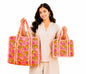 Handmade Set Of 2 Quilted Cotton Tote Bag, Floral Cotton Shoulder Bag, Reversible Market Bag, Gift for Women