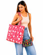 Hand Block Print Quilted Cotton Tote Bag With Embroidered Clutch, Boho Shoulder Bag, Gift for Mom