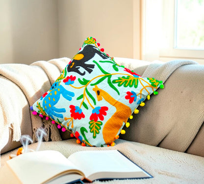 Embroidered Handmade Cushion Cover Cotton Sofa Decorative Cushion Pillow Cover Cushion Case 16" X 16" Inch Pack Of 2