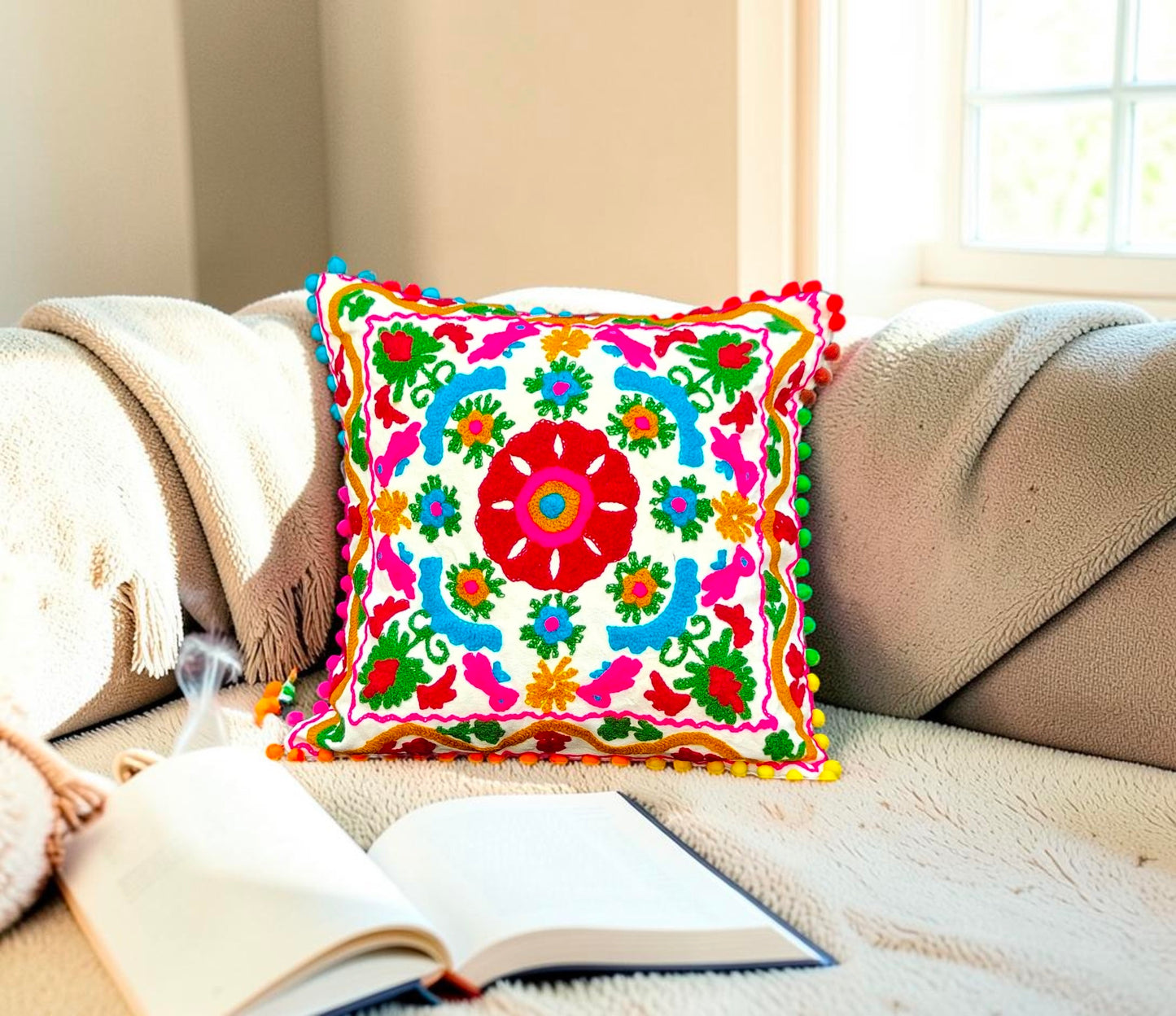 Handmade Suzani Pillow Cover 16x16 Inch Pillow Cover Cushion Covers Pack Of 2