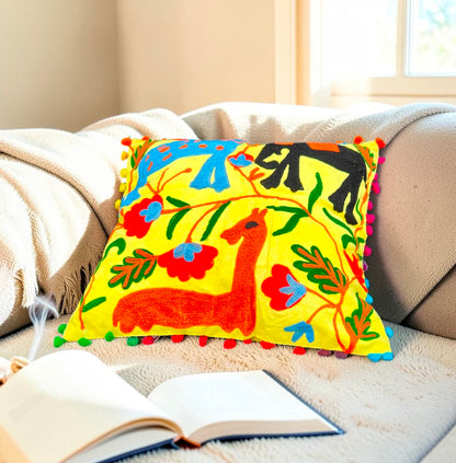 Handmade Cushion Cover Cotton Sofa Decorative Cushion Pillow Cover Cushion Case 16" X 16" Inch Pack Of 2