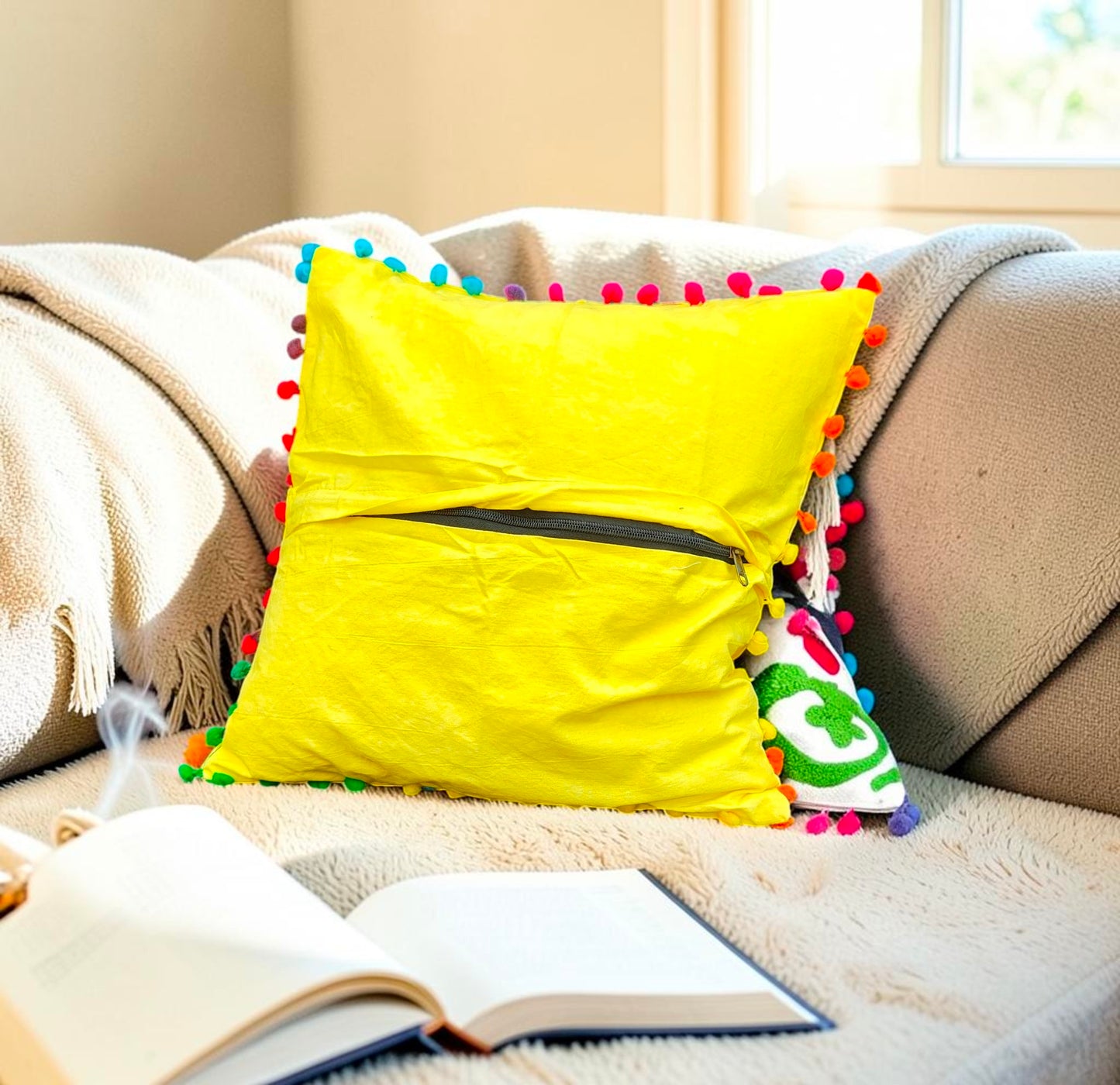 Handmade Cushion Cover Cotton Sofa Decorative Cushion Pillow Cover Cushion Case 16" X 16" Inch Pack Of 2