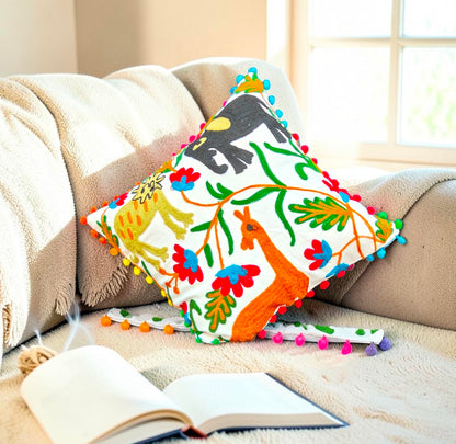 Handmade Embroidered Suzani Pillow Cover 16x16 Inch Cushion Covers Pack Of 2