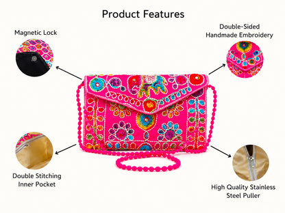 Quilted Cotton Tote & Embroidery Clutch Set, Handmade Floral Purse, Travel Bag, Eco Friendly Shopping Tote Set Of 2 Pc