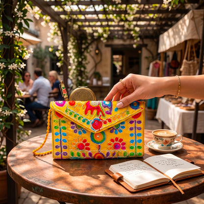 Handmade Ethnic Clutch Designer Embroidery Purse for Wedding & Party Set Of 4