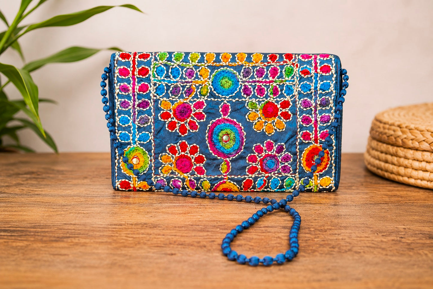 Designer Indian Clutch Purse, Handcrafted Embroidered Evening Bag for Women & Girls
