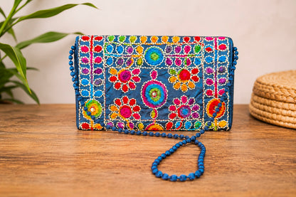 Designer Indian Clutch Purse, Handcrafted Embroidered Evening Bag for Women & Girls