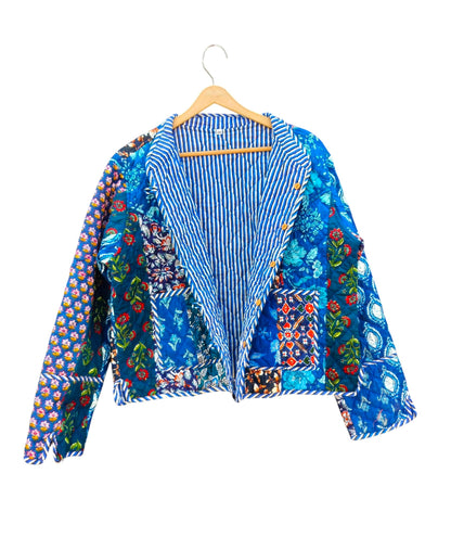 Handmade PatchworkCotton Quilted Women’s Jacket – Reversible Ethnic Winter Wear