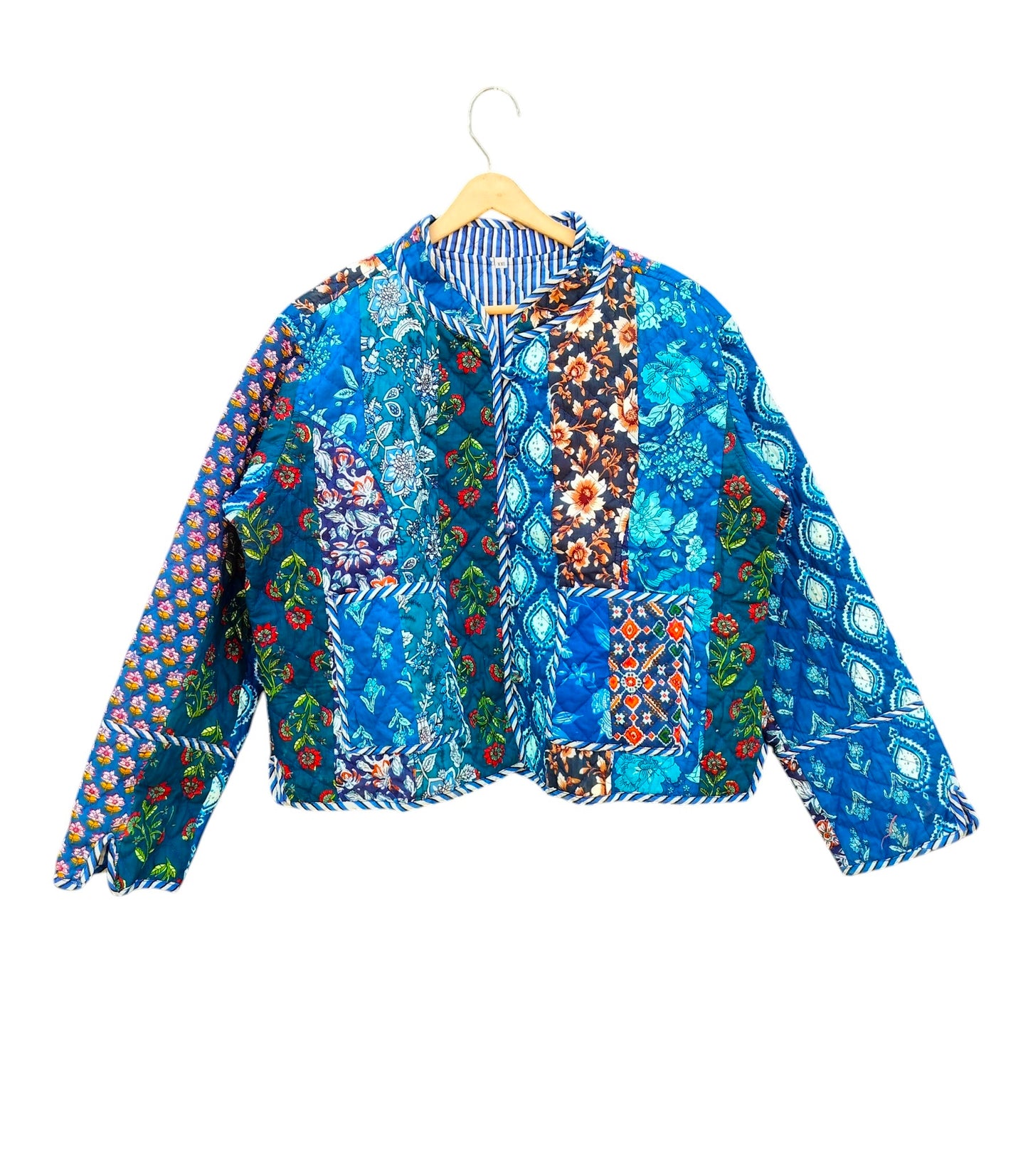 Handmade PatchworkCotton Quilted Women’s Jacket – Reversible Ethnic Winter Wear