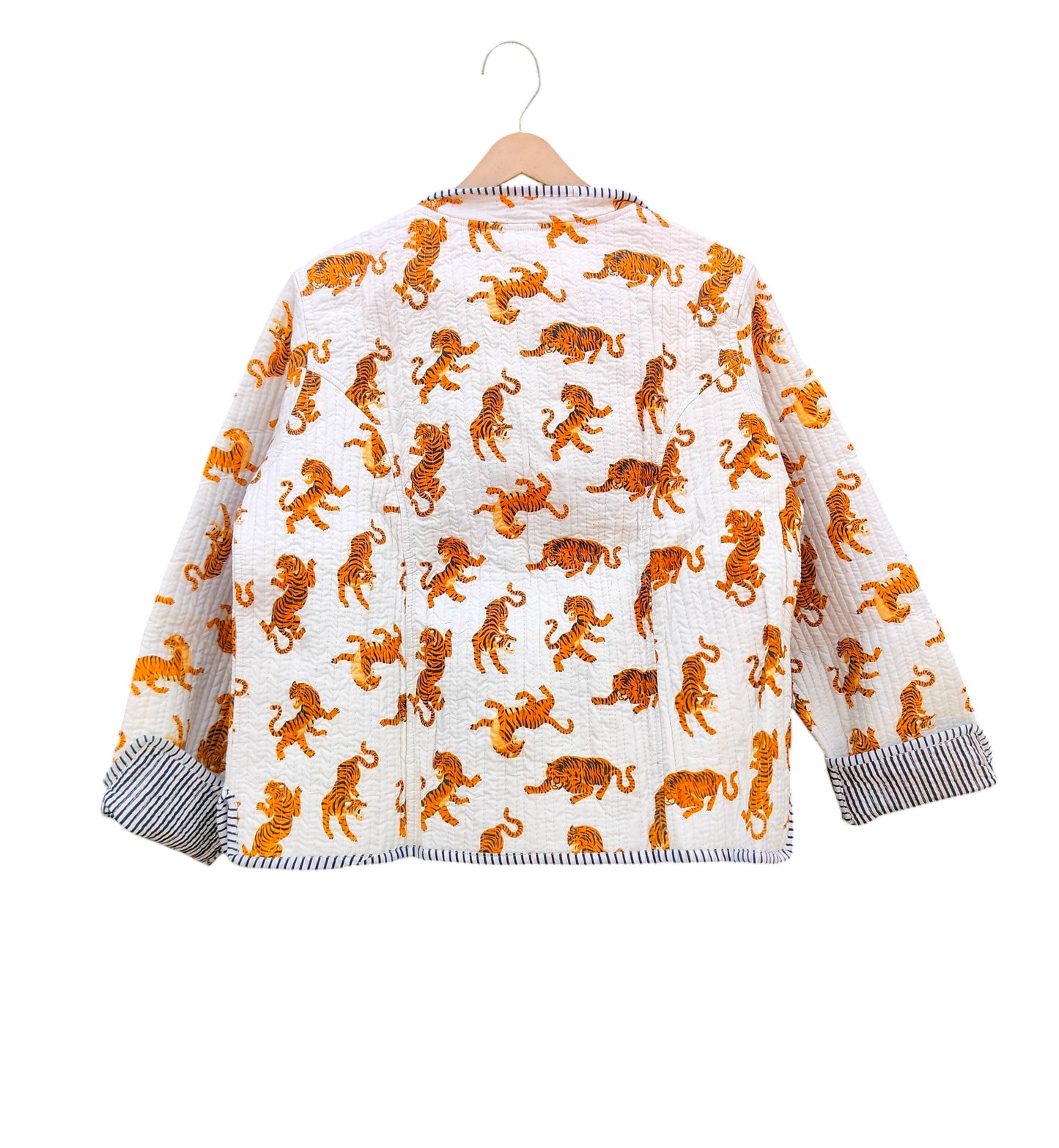 Women’s Quilted Cotton Jacket – Traditional Block Printed Reversible Design