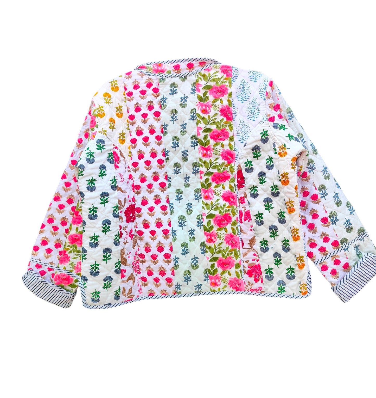 Patchwork Hand Block Printed Cotton Quilted Women’s Jacket – Reversible Ethnic Winter Wear