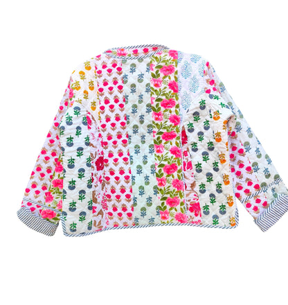 Patchwork Hand Block Printed Cotton Quilted Women’s Jacket – Reversible Ethnic Winter Wear