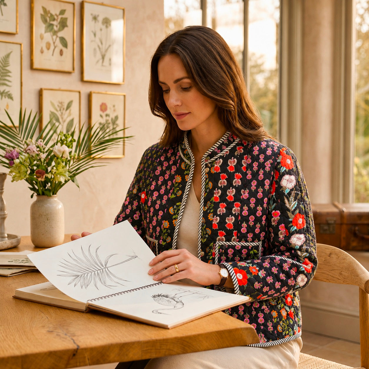 Patchwork Floral Hand Block Print Quilted Jacket – Pure Cotton Winter Wear