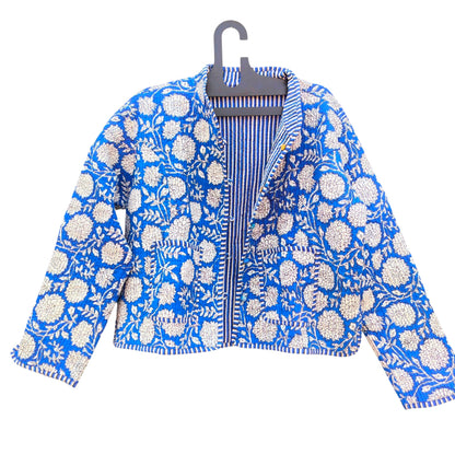 Indian Cotton Quilted Jacket for Women – Hand Block Printed & Reversible
