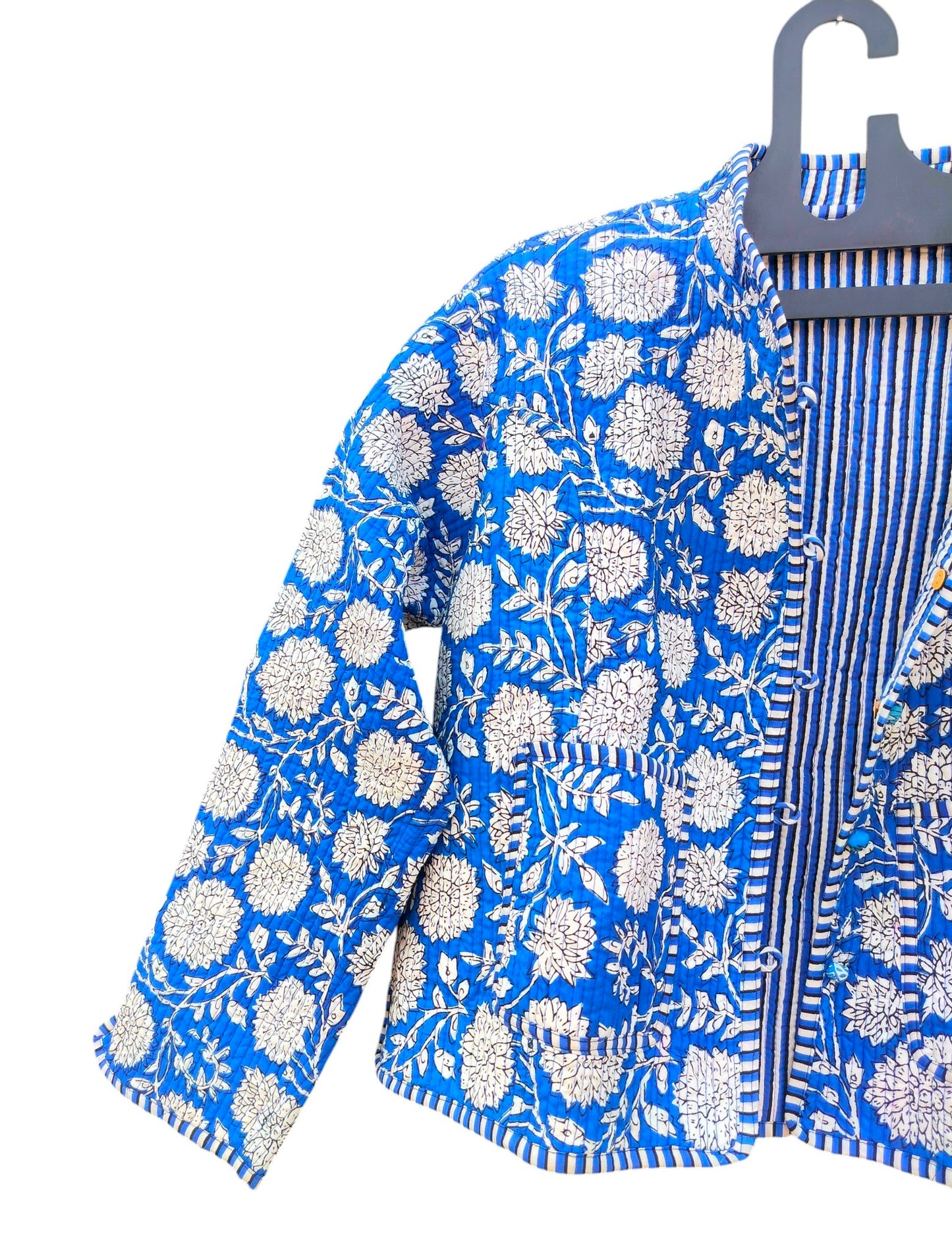 Indian Cotton Quilted Jacket for Women – Hand Block Printed & Reversible