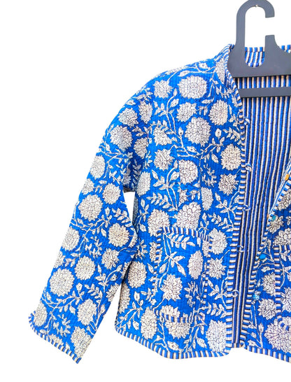 Indian Cotton Quilted Jacket for Women – Hand Block Printed & Reversible