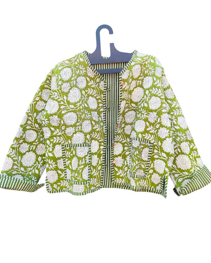 Handcrafted Cotton Quilted Block Print Jacket – Boho Reversible Fashion