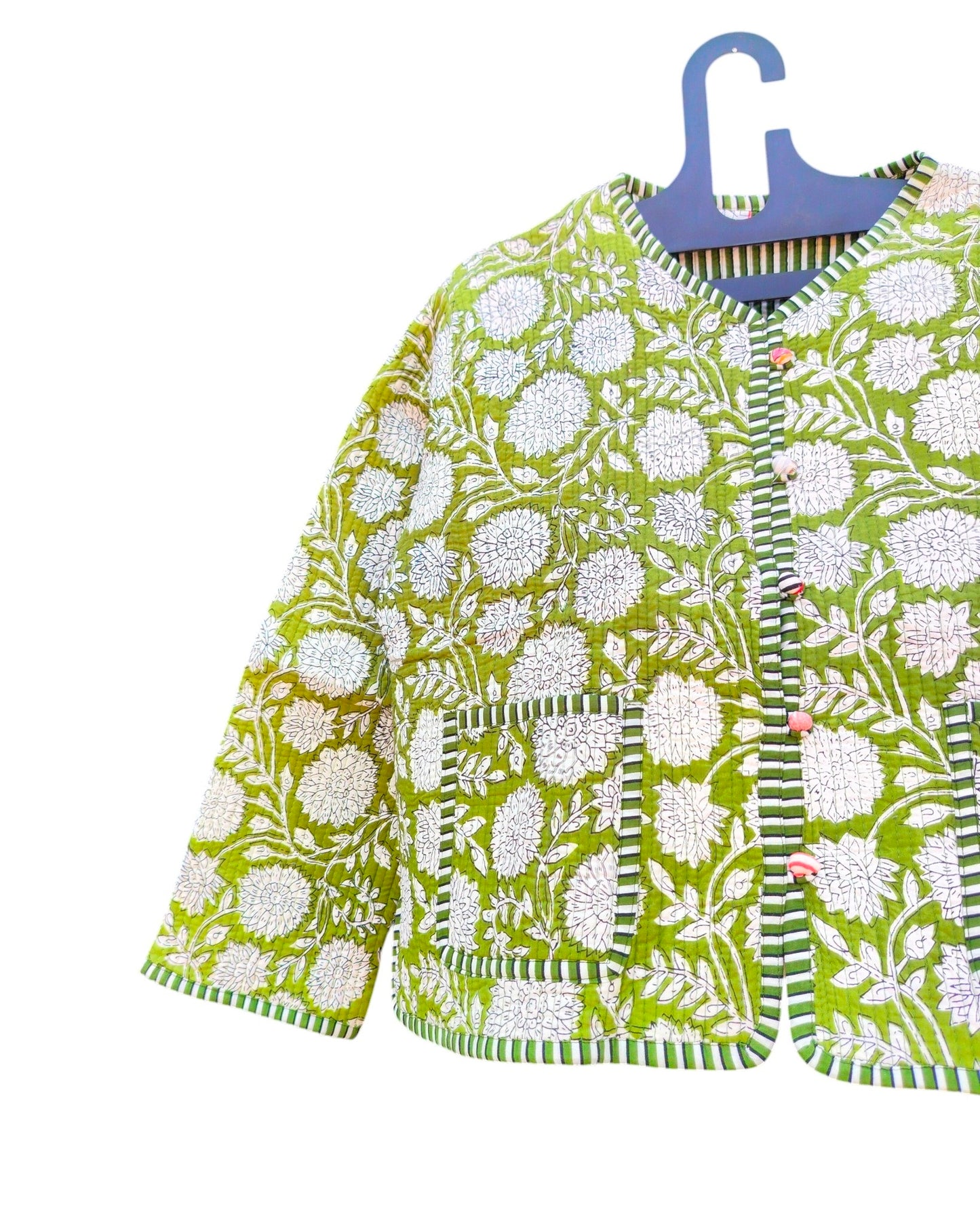 Handcrafted Cotton Quilted Block Print Jacket – Boho Reversible Fashion