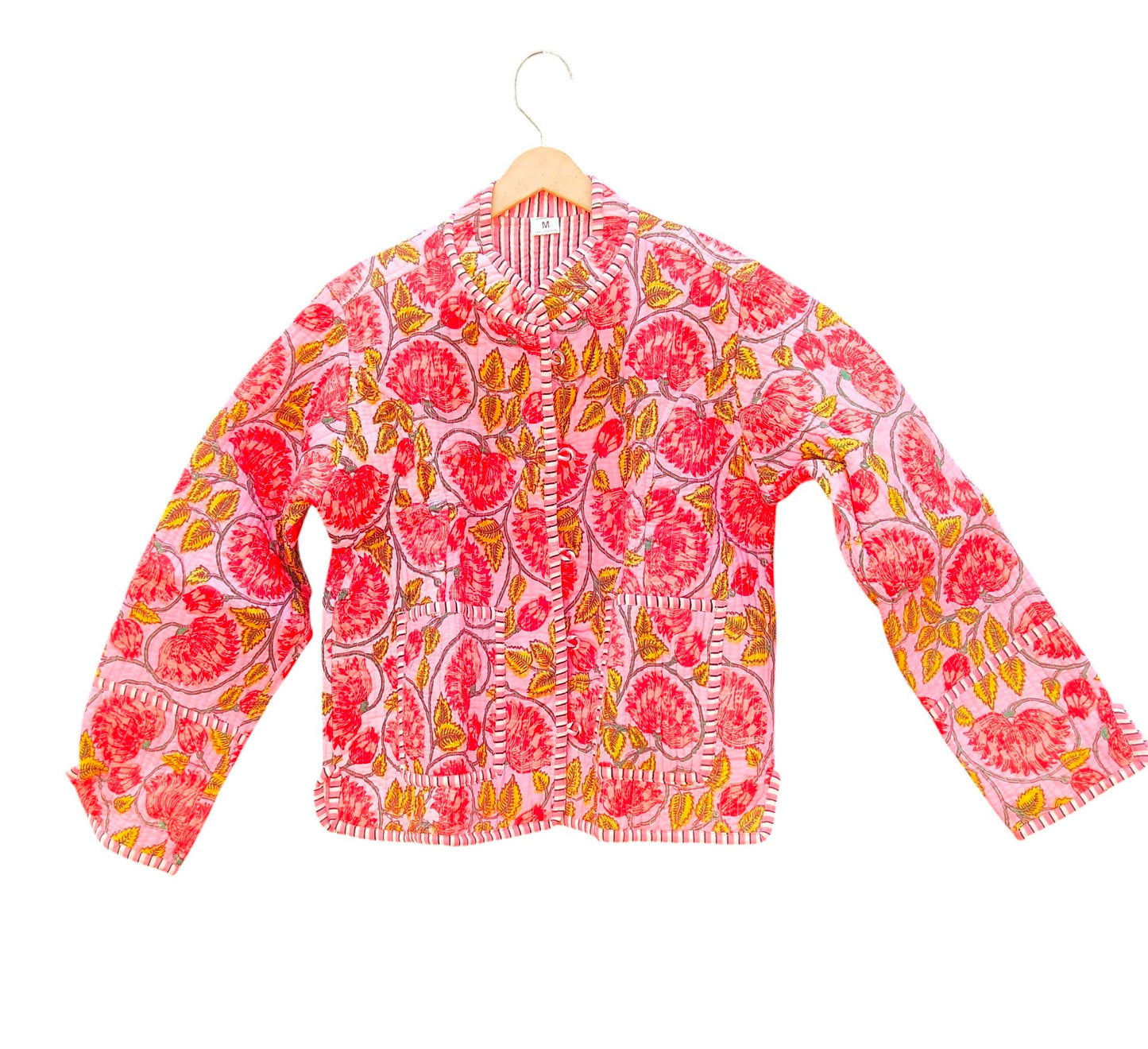 Women’s Handmade Cotton Quilted Jacket – Block Print Artwear