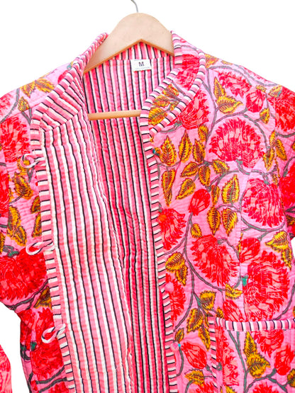 Women’s Handmade Cotton Quilted Jacket – Block Print Artwear