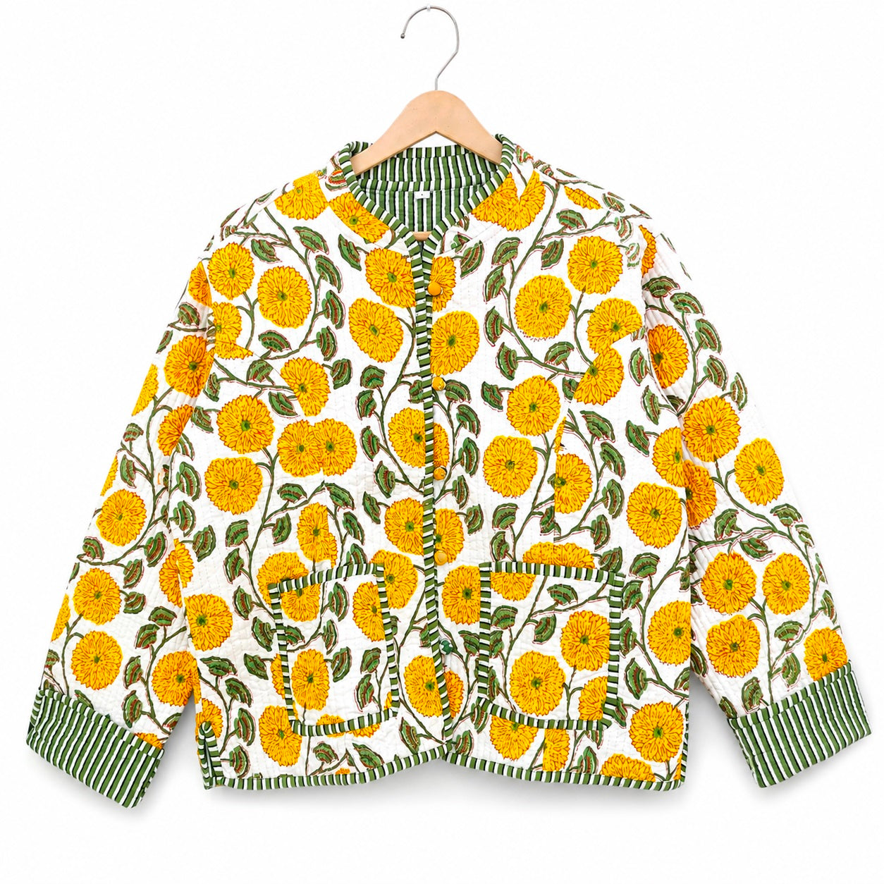 Ethnic Block Print Cotton Quilted Jacket – Warm Reversible Winter Coat