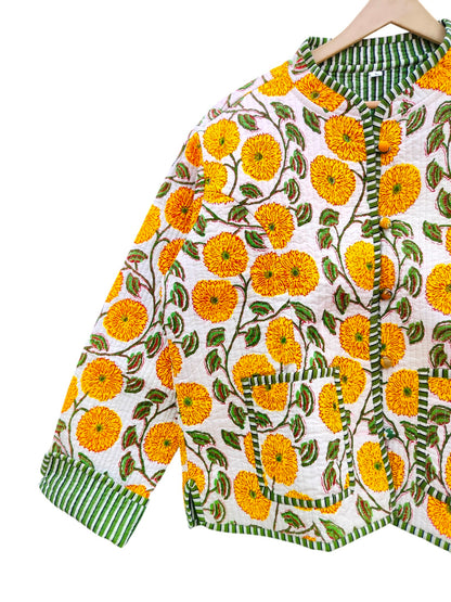 Ethnic Block Print Cotton Quilted Jacket – Warm Reversible Winter Coat