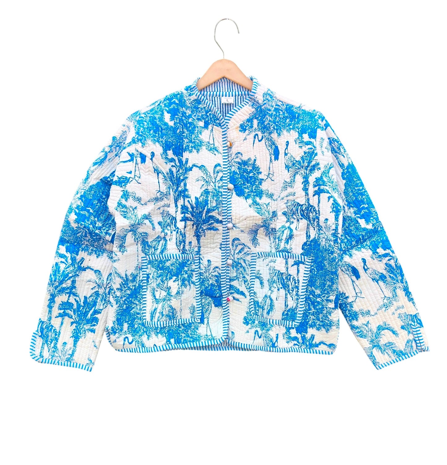 Artisanal Hand Block Printed Quilted Jacket – Soft Cotton Reversible Style