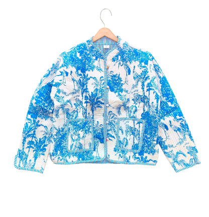 Artisanal Hand Block Printed Quilted Jacket – Soft Cotton Reversible Style