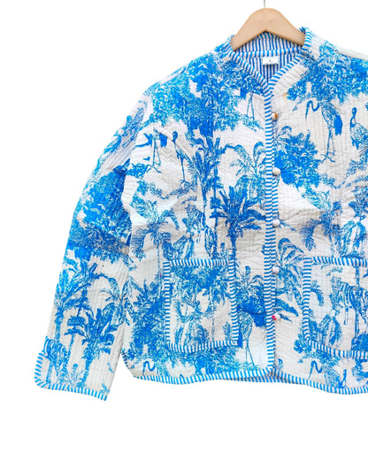 Artisanal Hand Block Printed Quilted Jacket – Soft Cotton Reversible Style