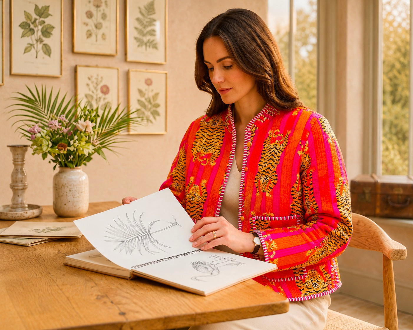 Women’s Cotton Quilted Jacket – Jaipuri Block Print, Lightweight & Warm