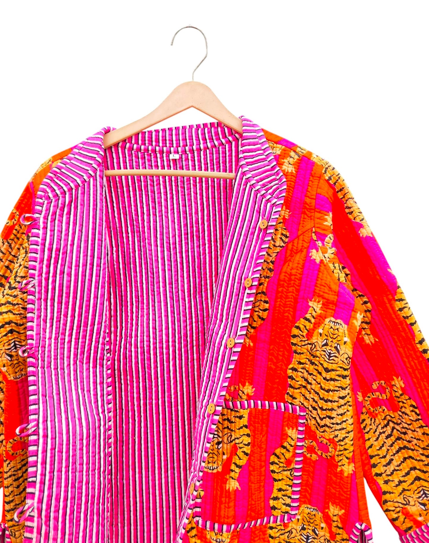 Women’s Cotton Quilted Jacket – Jaipuri Block Print, Lightweight & Warm