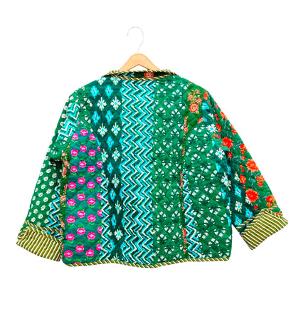 Patchwork Reversible Hand Block Print Cotton Quilted Jacket – Stylish Winter Layer