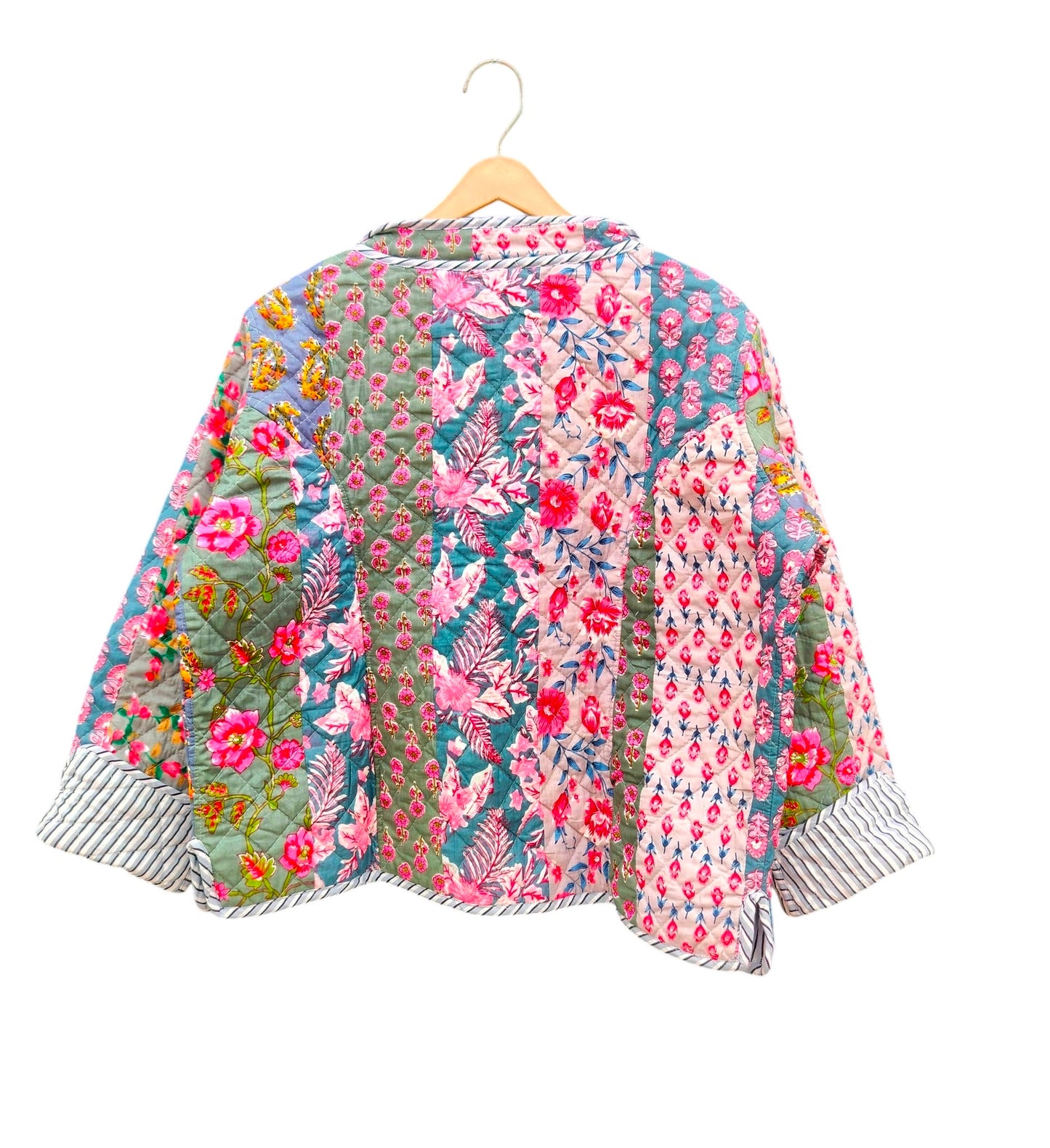 Handmade Patchwork Cotton Quilted Jacket for Women – Block Print Reversible Design