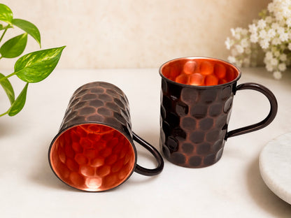 Handmade Pure Copper 2 Mugs With 2 Straw Solid Copper Drinking Mule Mug