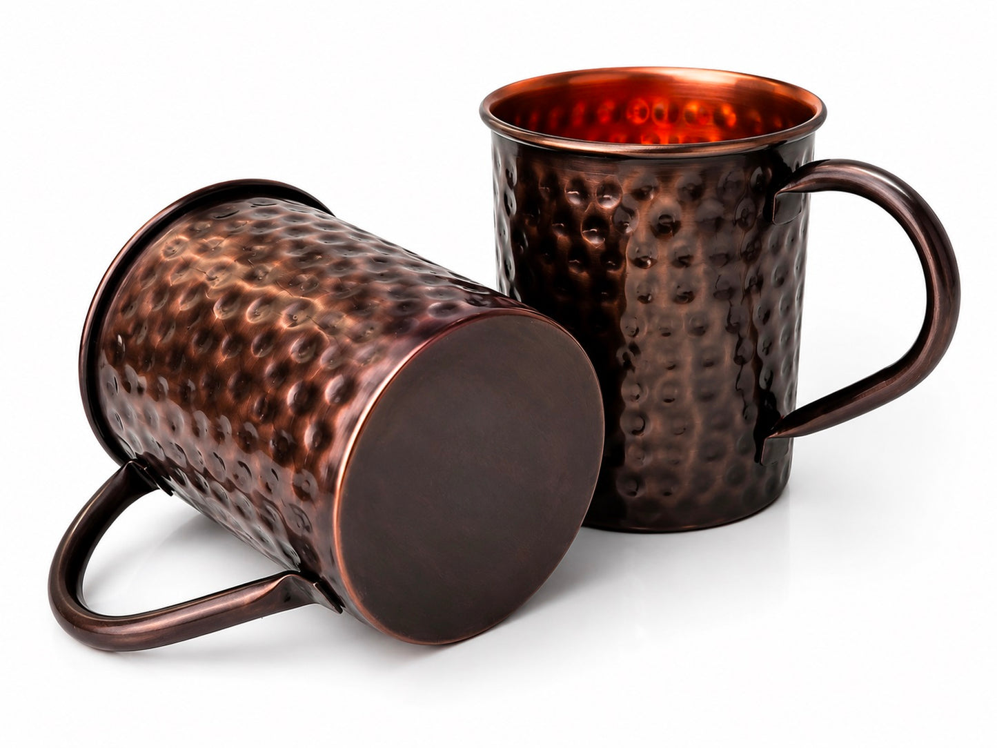 Handmade Pure Copper 2 Mugs With 2 Straw Copper Cocktail Gift for Him & Her