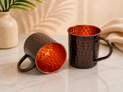 Handmade Pure Copper 2 Mugs With 2 Straw Copper Cocktail Gift for Him & Her