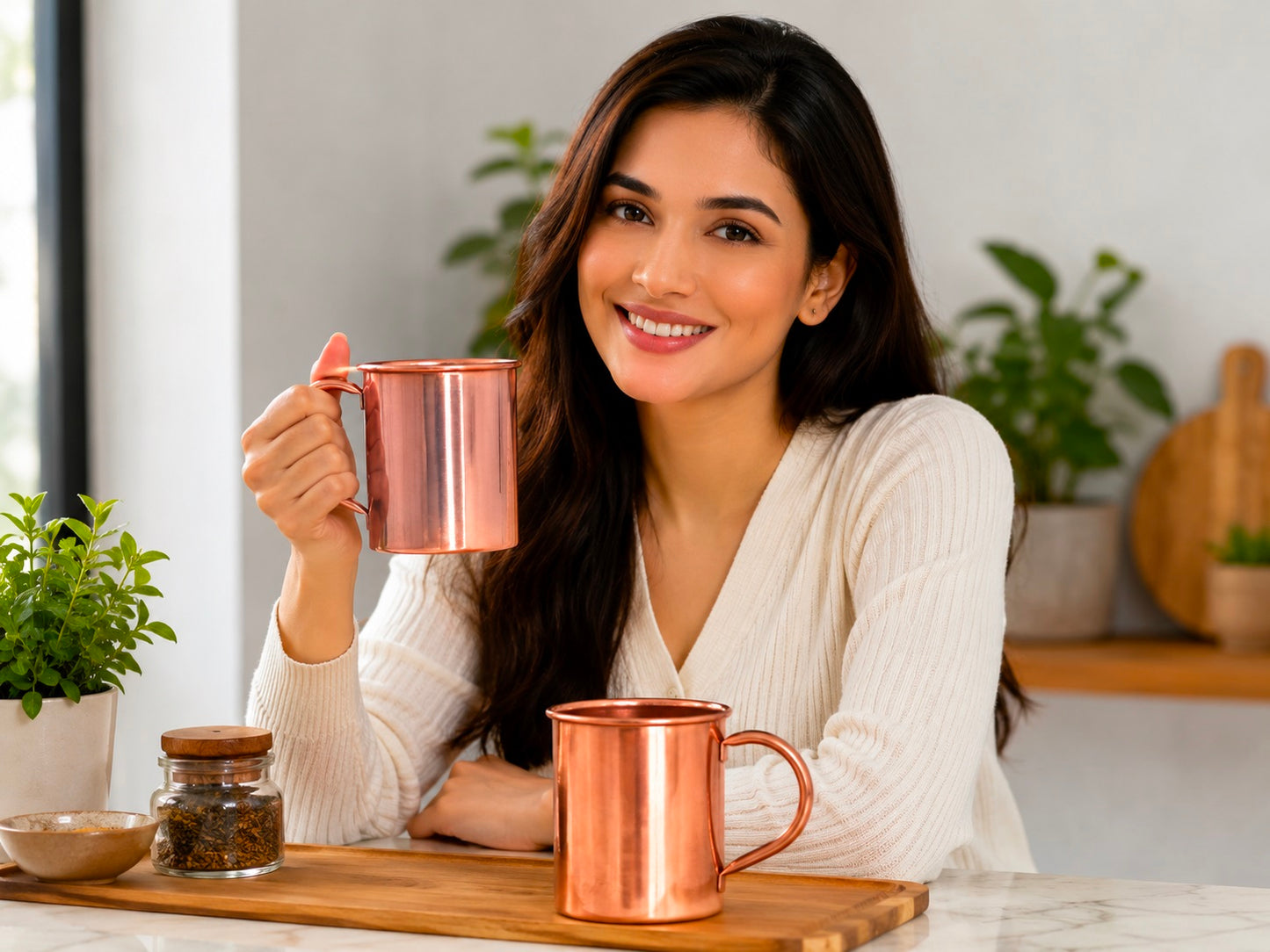 Handmade 100% Copper 2 Mugs With 2 Straw Copper Cocktail Gift for Him & Her