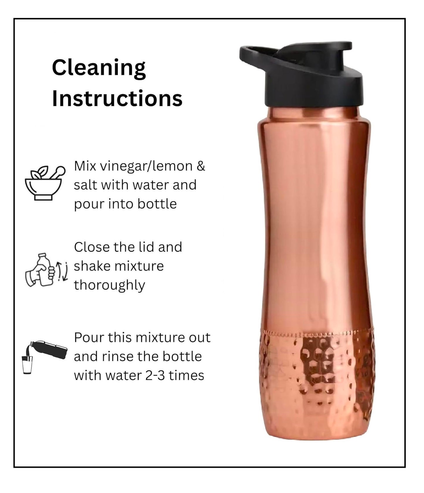 Luxury Copper Water Bottle Pure Copper Water Bottle for Drinking Water, 34 Oz Hammered Finish