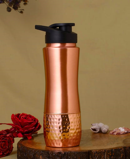 Luxury Copper Water Bottle Pure Copper Water Bottle for Drinking Water, 34 Oz Hammered Finish