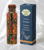 Green Printed Pure Copper Water Bottle for Drinking Water, 34 Oz