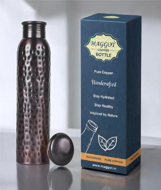 Handcrafted Pure Copper Water Bottle for Drinking Water, 34 Oz Leak-Proof
