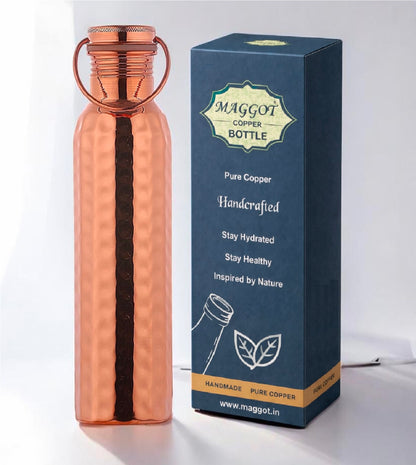 Pure Copper Water Bottle Hammered Finish Handal for Drinking Water, 34 Oz Leak-Proof