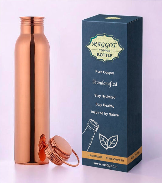 Handcrafted Handal Pure Copper Water Bottle for Drinking Water, 34 Oz Leak-Proof
