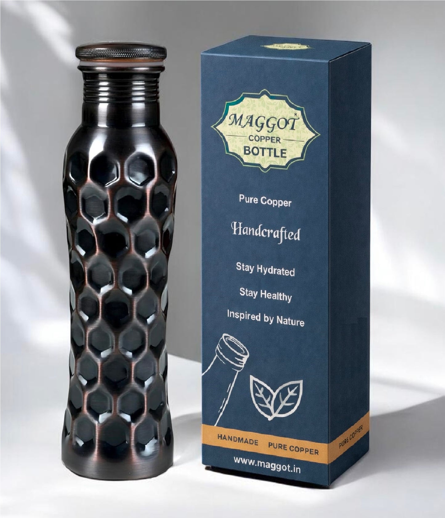 Black Daimond Pure Copper Water Bottle for Drinking Water, 34 Oz Leak-Proof